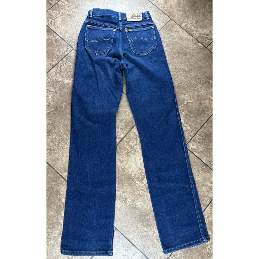 Vintage Lee Women's Dark Blue Jeans Size 9 Straight Leg Made in USA Denim - Picture 5 of 9